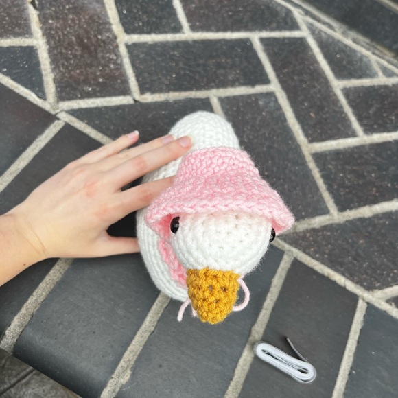 Hand Crocheted Carla the White Goose with Bonnet Stuffed Animal Plushie! - Picture 11 of 14